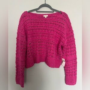 Pilcro Anthropologie Sweater Womens Textured Pink Knit Cotton Size M NWT